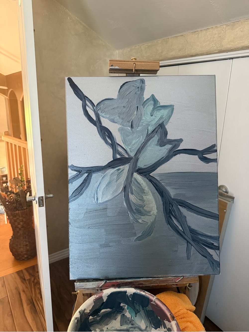 Muted Blue & Gray Botanical Canvas Wall Art